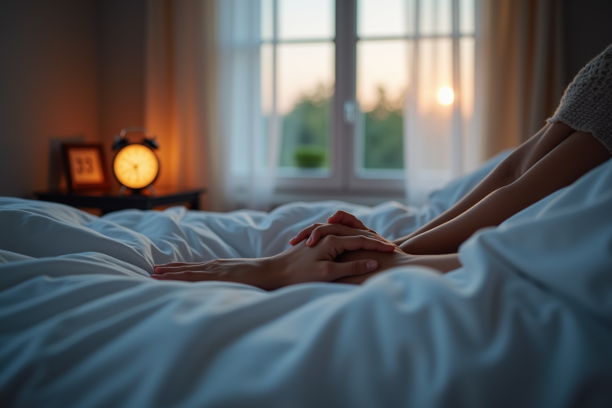 Chambre chaleureuse à 3h33 du matin avec lumière douce