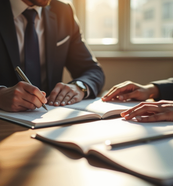 Conseiller juridique examinant des documents avec livre de droit