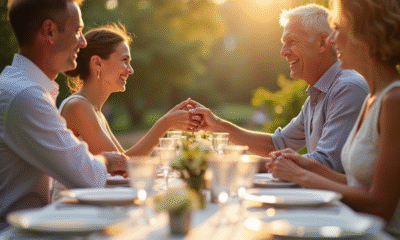 Couple mature souriant lors d'un anniversaire de mariage