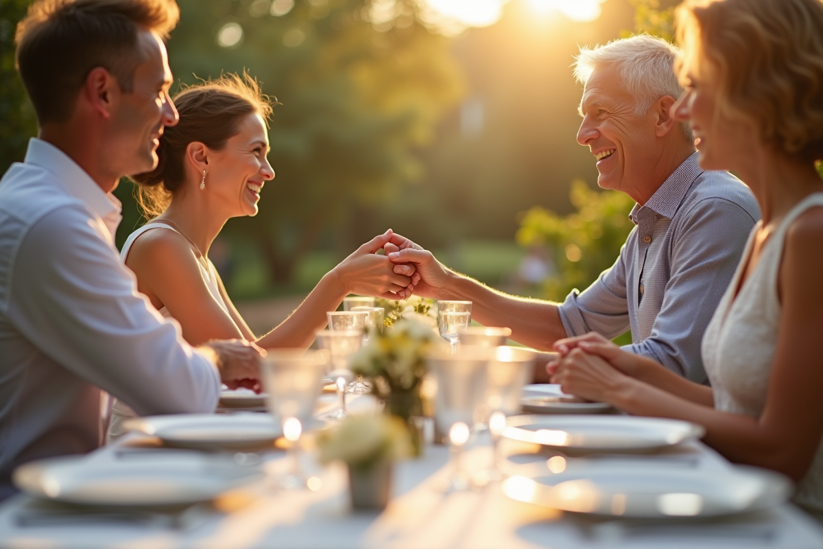 Couple mature souriant lors d'un anniversaire de mariage
