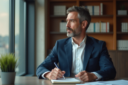 Homme d affaires en costume dans un bureau moderne