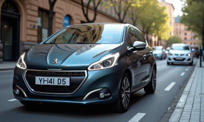 Voiture Peugeot 208 d'occasion en ville en plein jour
